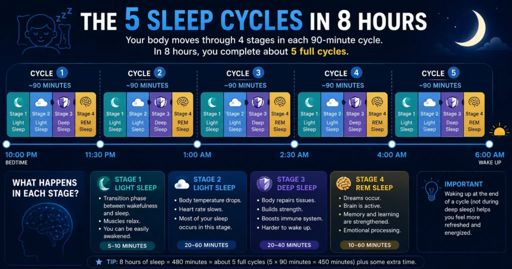 5 sleep cycles in 8 hours chart