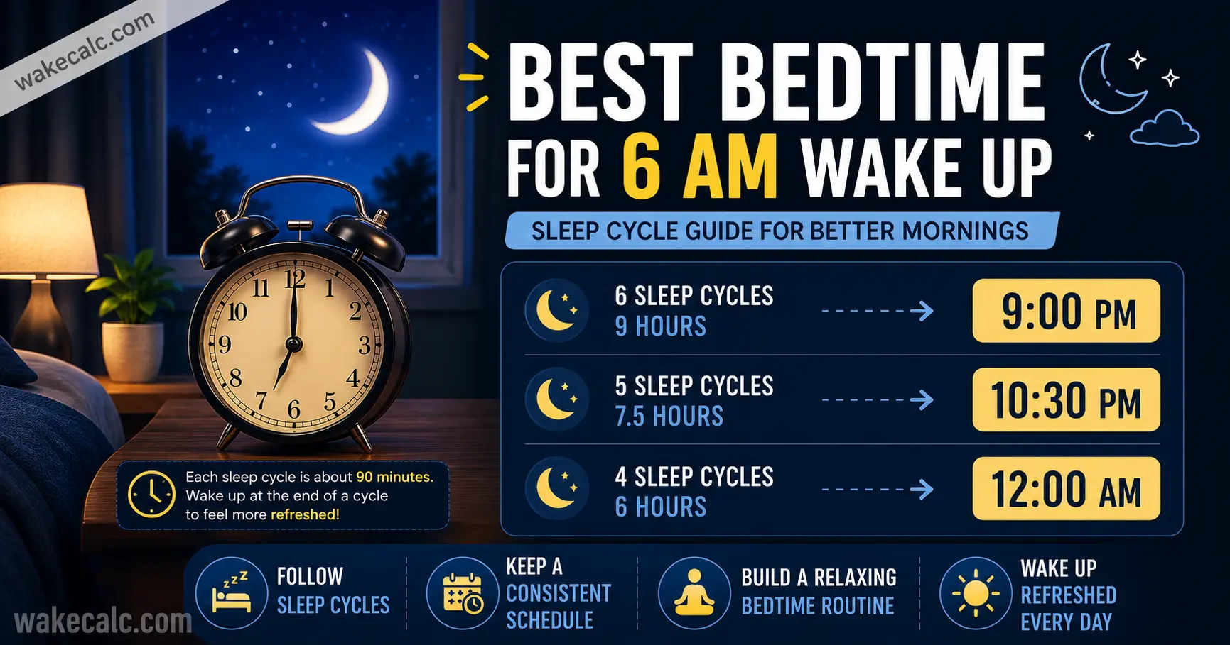 Best Bedtime for 6 AM Wake Up Sleep Cycle Guide for Better Mornings