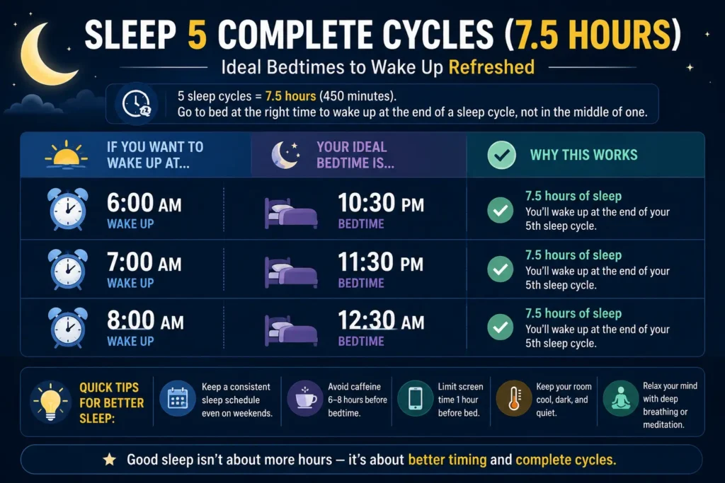 Sleep cycles and ideal bedtimes guide